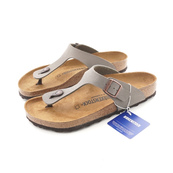 Birkenstock Shoes - Birkenstock Gizeh Sandals, Stone, Birko-Flor